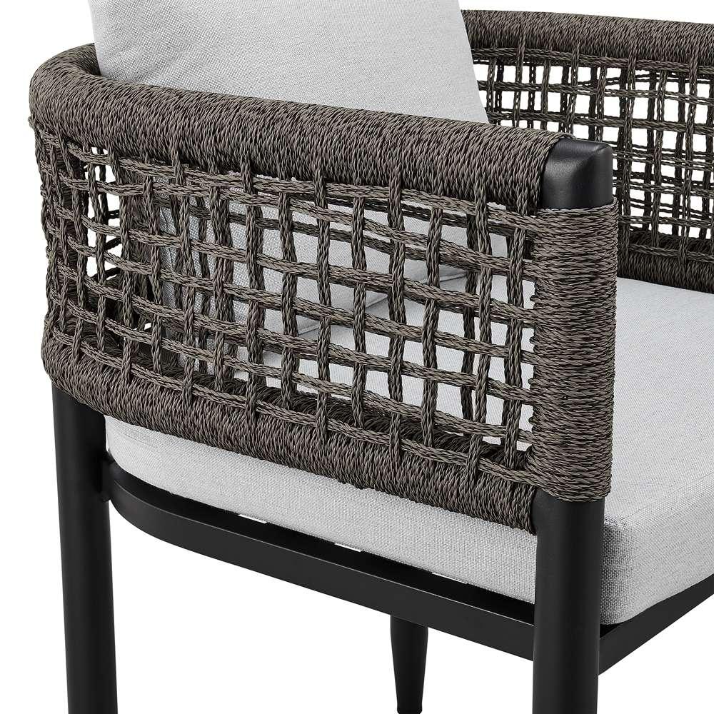 Armen Living - Felicia Outdoor Patio 5-Piece Dining Table Set in Aluminum with Grey Rope and Cushions - 840254333314 veiw 6