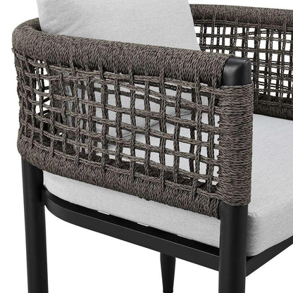 Armen Living - Felicia Outdoor Patio 5-Piece Dining Table Set in Aluminum with Grey Rope and Cushions - 840254333314 veiw 6