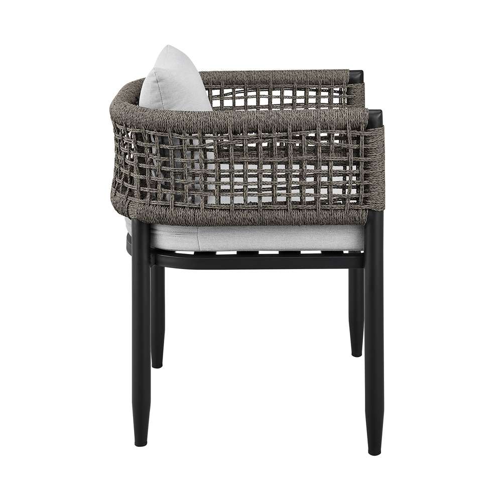 Armen Living - Felicia Outdoor Patio 7-Piece Dining Table Set in Aluminum with Grey Rope and Cushions - 840254333307 veiw 3