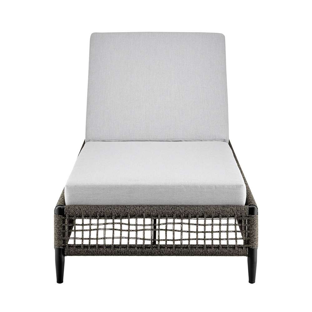 Armen Living - Felicia Outdoor Patio Adjustable Chaise Lounge Chair in Aluminum with Grey Rope and Cushions - 840254333161 veiw 2