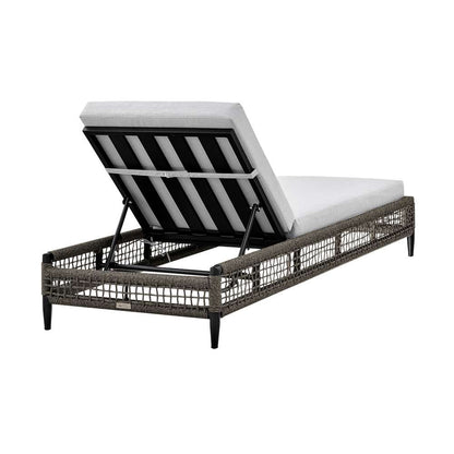 Armen Living - Felicia Outdoor Patio Adjustable Chaise Lounge Chair in Aluminum with Grey Rope and Cushions - 840254333161 veiw 4