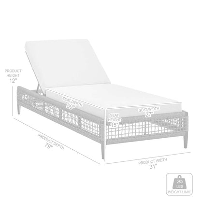 Armen Living - Felicia Outdoor Patio Adjustable Chaise Lounge Chair in Aluminum with Grey Rope and Cushions - 840254333161 veiw 7