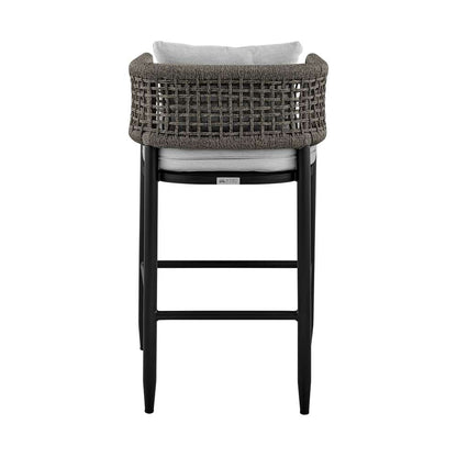Armen Living - Felicia Outdoor Patio Counter Height Bar Stool in Aluminum with Grey Rope and Cushions - 840254333109 veiw 5