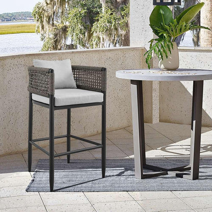 Armen Living - Felicia Outdoor Patio Counter Height Bar Stool in Aluminum with Grey Rope and Cushions - 840254333109 veiw 8