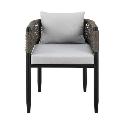 Armen Living - Felicia Outdoor Patio Dining Chair in Aluminum with Grey Rope and Cushions (Set of 2) - 840254333147 veiw 3