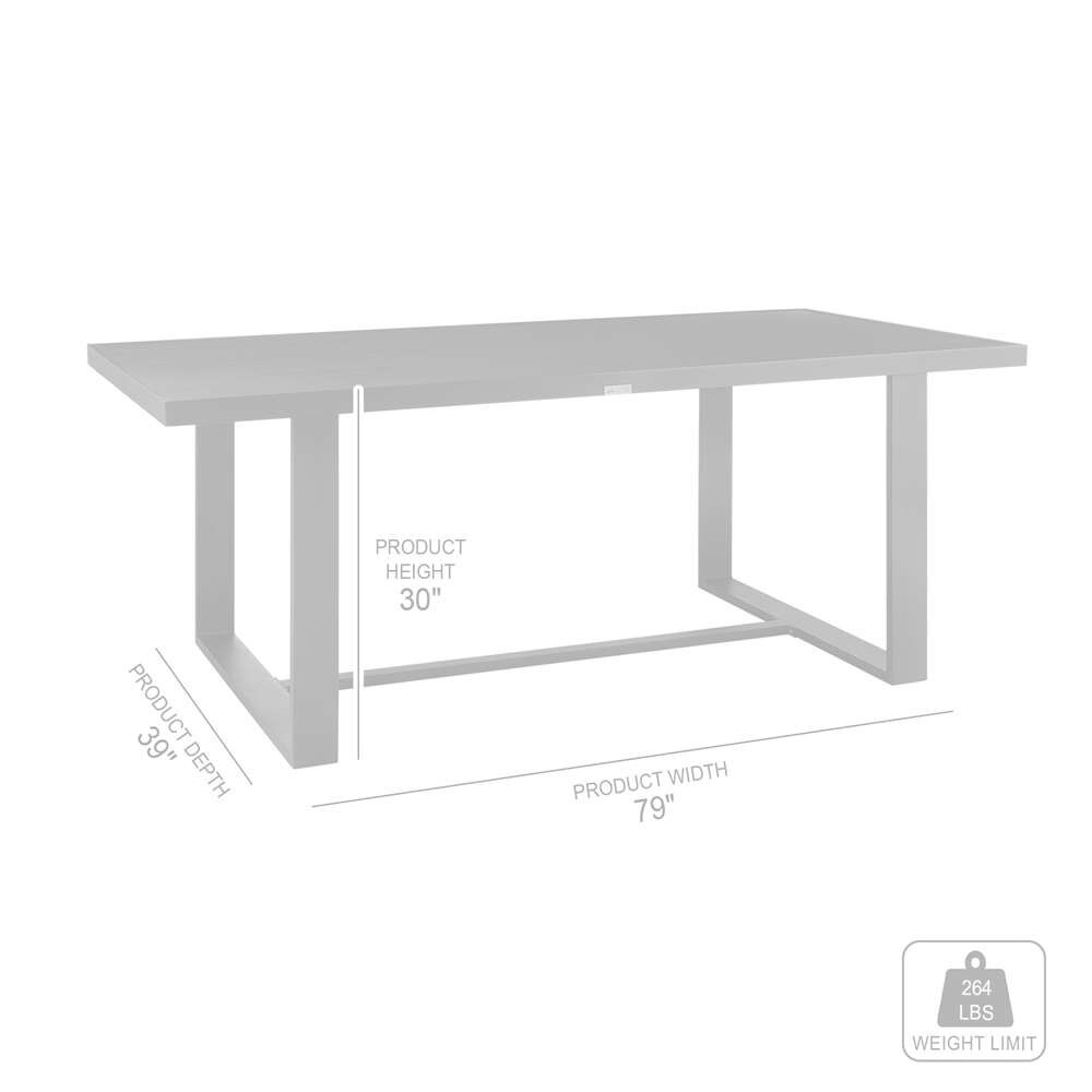 Armen Living - Felicia Outdoor Patio Dining Table in Aluminum - 840254333154 veiw 6