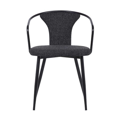 Armen Living - Francis Contemporary Dining Chair in Black Powder Coated Finish and Black Fabric - LCFCSIBLBL veiw 2