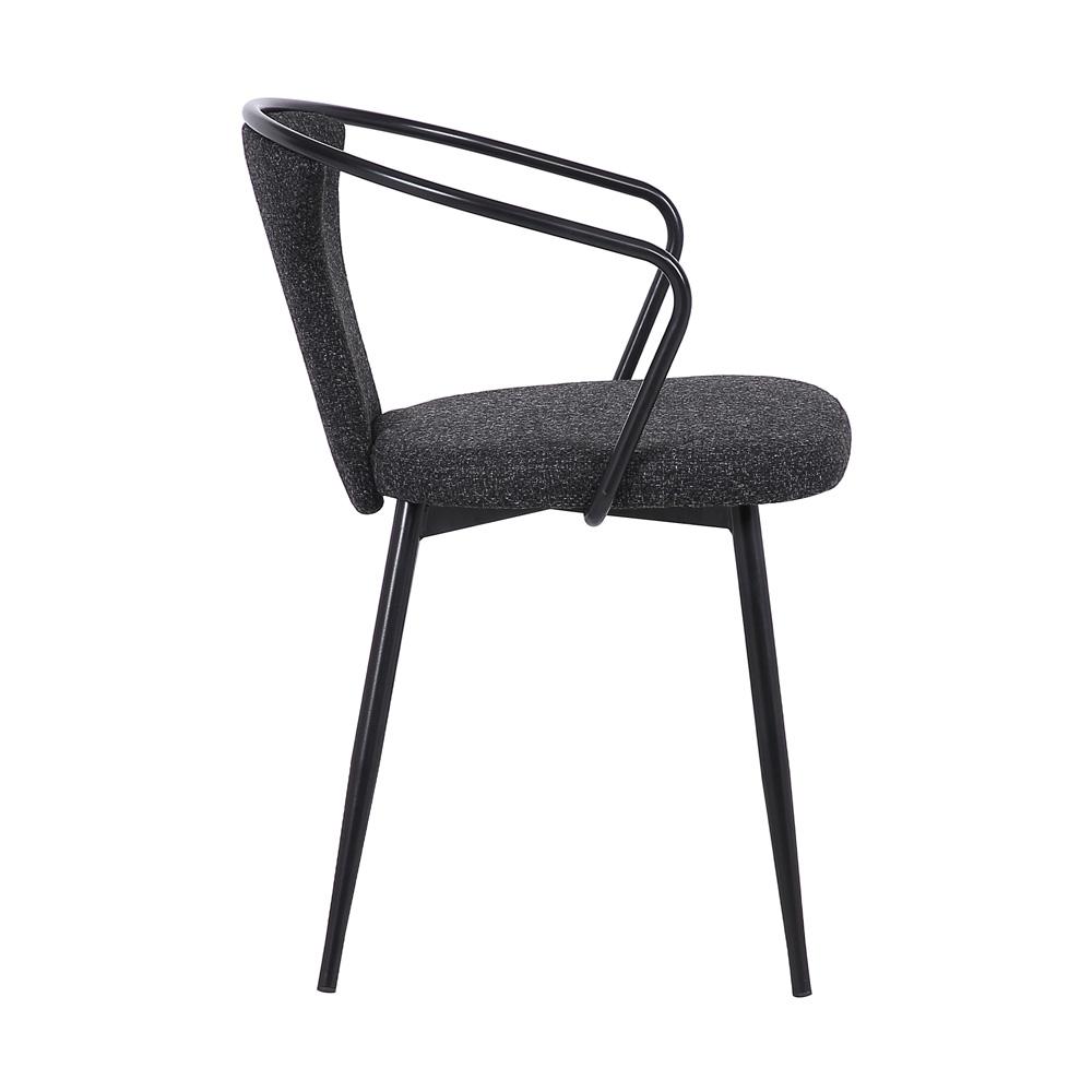 Armen Living - Francis Contemporary Dining Chair in Black Powder Coated Finish and Black Fabric - LCFCSIBLBL veiw 3