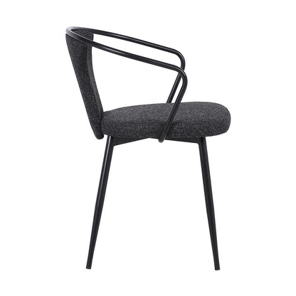 Armen Living - Francis Contemporary Dining Chair in Black Powder Coated Finish and Black Fabric - LCFCSIBLBL veiw 3