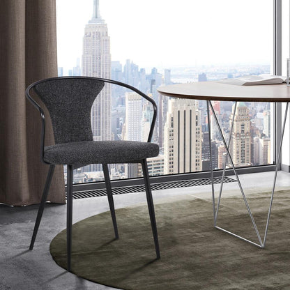 Armen Living - Francis Contemporary Dining Chair in Black Powder Coated Finish and Black Fabric - LCFCSIBLBL veiw 6