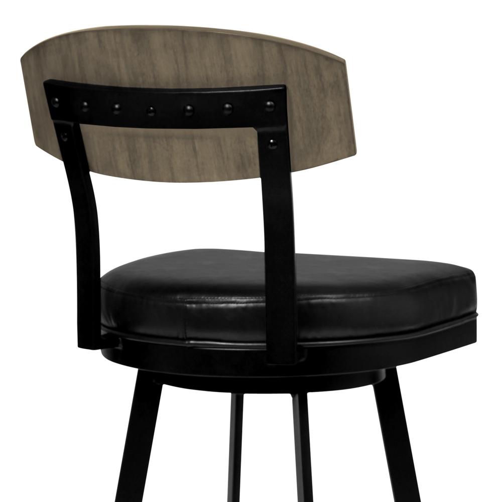 Armen Living - Frisco 26in Counter Height Barstool in Matte Black Finish with Black Faux Leather and Gray Walnut - LCFRBAGWVB26 veiw 4