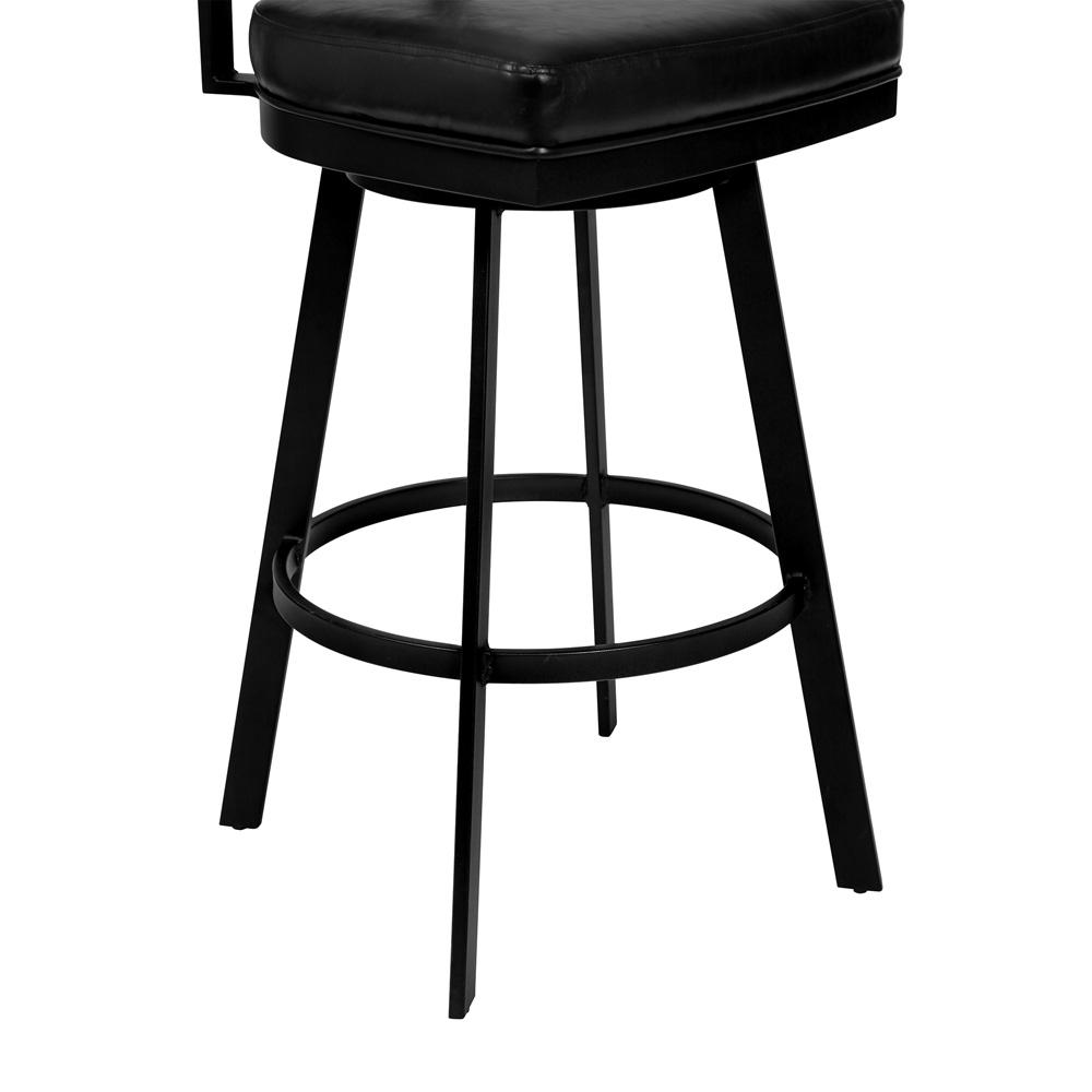 Armen Living - Frisco 30in Bar Height Barstool in Matte Black Finish with Black Faux Leather and Gray Walnut - LCFRBAGWVB30 veiw 5