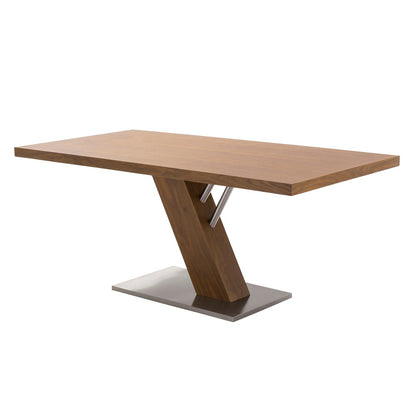 Armen Living - Fusion Contemporary Dining Table In Walnut Wood Top and Stainless Steel - LCFUDIWATO veiw 1