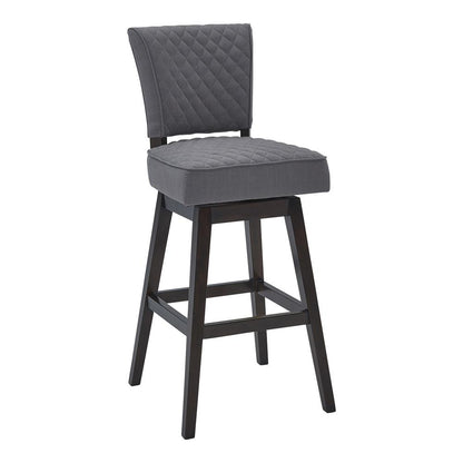 Armen Living - Gia 26in Counter Height Swivel Grey Fabric and Espresso Wood Bar Stool - LCGIBAESGR26 veiw 1