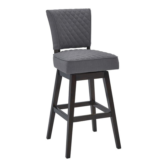 Armen Living - Gia 26in Counter Height Swivel Grey Fabric and Espresso Wood Bar Stool - LCGIBAESGR26 veiw 1