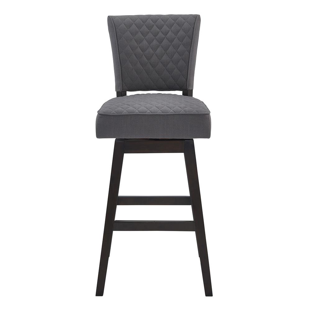 Armen Living - Gia 26in Counter Height Swivel Grey Fabric and Espresso Wood Bar Stool - LCGIBAESGR26 veiw 2