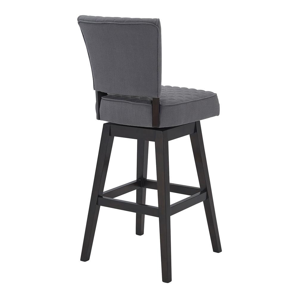 Armen Living - Gia 26in Counter Height Swivel Grey Fabric and Espresso Wood Bar Stool - LCGIBAESGR26 veiw 3