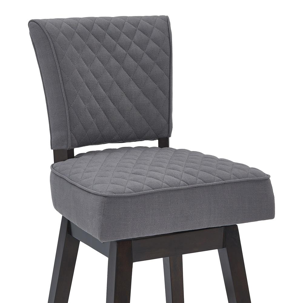 Armen Living - Gia 26in Counter Height Swivel Grey Fabric and Espresso Wood Bar Stool - LCGIBAESGR26 veiw 4