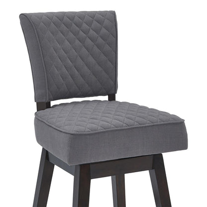 Armen Living - Gia 26in Counter Height Swivel Grey Fabric and Espresso Wood Bar Stool - LCGIBAESGR26 veiw 4