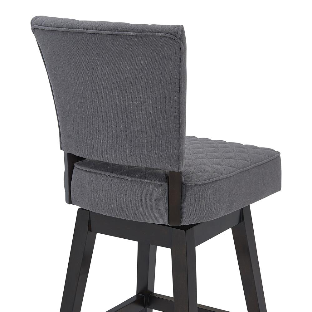 Armen Living - Gia 26in Counter Height Swivel Grey Fabric and Espresso Wood Bar Stool - LCGIBAESGR26 veiw 5