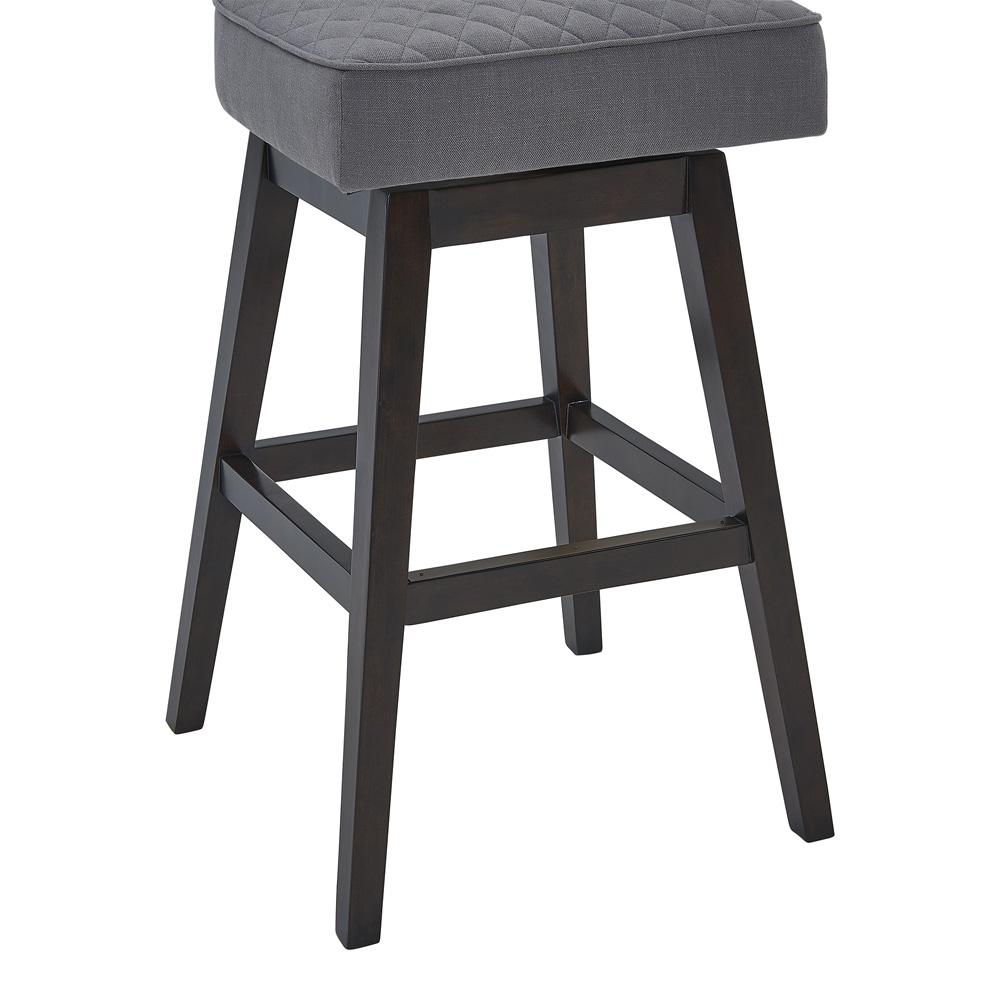 Armen Living - Gia 26in Counter Height Swivel Grey Fabric and Espresso Wood Bar Stool - LCGIBAESGR26 veiw 6