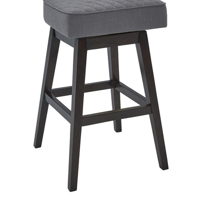 Armen Living - Gia 26in Counter Height Swivel Grey Fabric and Espresso Wood Bar Stool - LCGIBAESGR26 veiw 6