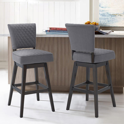 Armen Living - Gia 26in Counter Height Swivel Grey Fabric and Espresso Wood Bar Stool - LCGIBAESGR26 veiw 8
