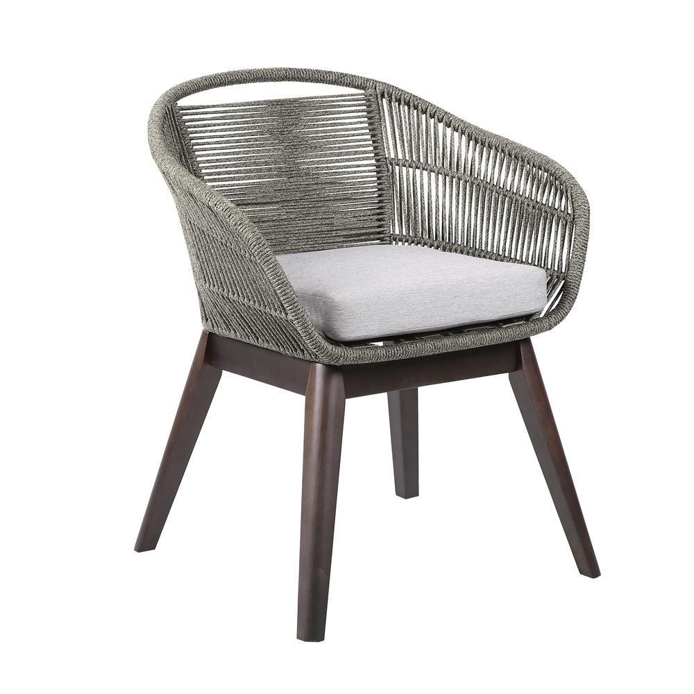 Armen Living - Glendora Tutti Frutti Outdoor Patio 5 Piece Live Edge Dining Set in Eucalyptus Wood Gray Rope and Cushions - SETODTF5GRY veiw 2