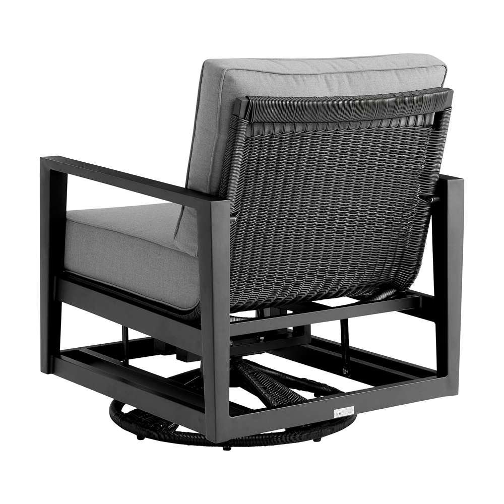Armen Living - Grand 3 Piece Black Aluminum Outdoor Seating Set with Dark Gray Cushions - 840254333086 veiw 3