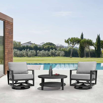 Armen Living - Grand 3 Piece Black Aluminum Outdoor Seating Set with Dark Gray Cushions - 840254333086 veiw 7