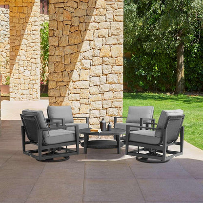 Armen Living - Grand 5 Piece Black Aluminum Outdoor Seating Set with Dark Gray Cushions - 840254332775 veiw 7