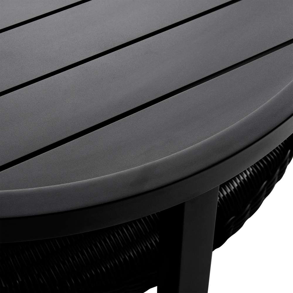 Armen Living - Grand Black Aluminum Outdoor Round Conversation Table with Wicker Shelf - 840254332744 veiw 4