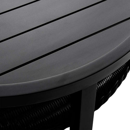 Armen Living - Grand Black Aluminum Outdoor Round Conversation Table with Wicker Shelf - 840254332744 veiw 4