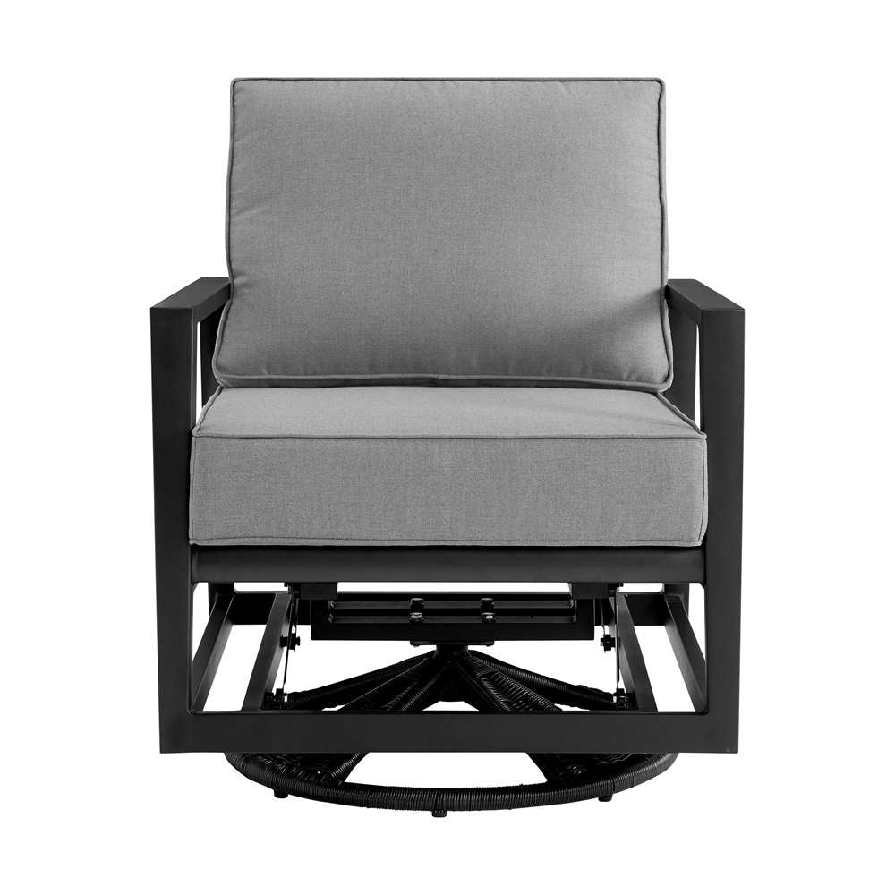 Armen Living - Grand Black Aluminum Outdoor Swivel Glider Chair with Dark Gray Cushions - 840254332737 veiw 2