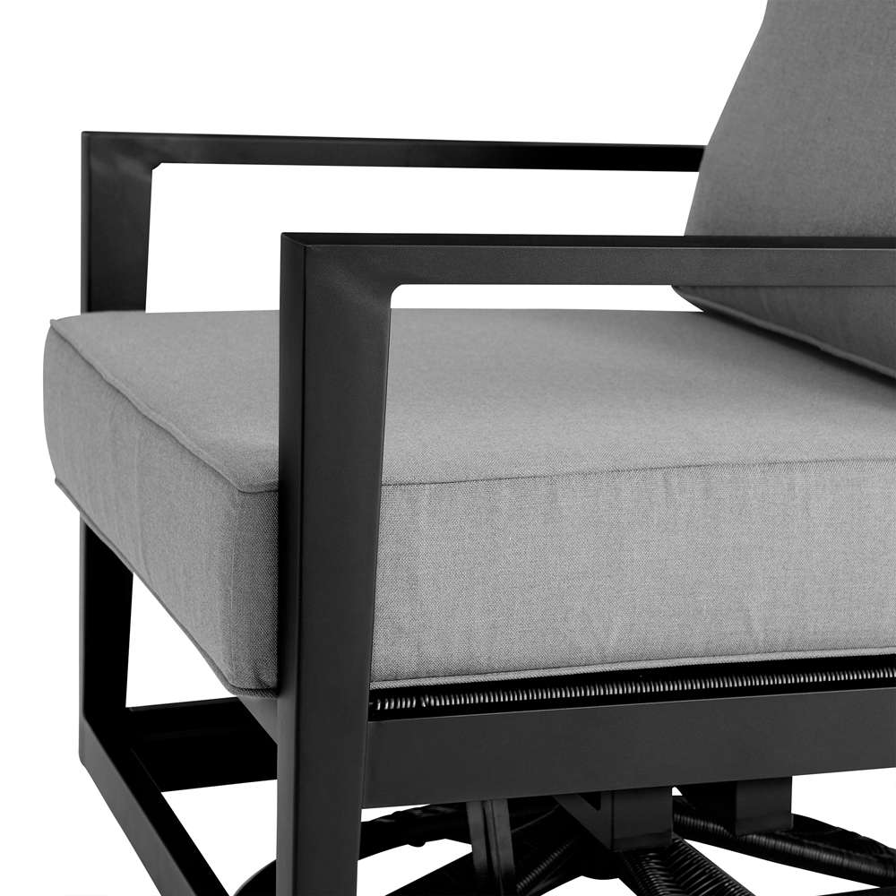 Armen Living - Grand Black Aluminum Outdoor Swivel Glider Chair with Dark Gray Cushions - 840254332737 veiw 5