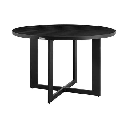 Armen Living - Grand Outdoor Patio 5-Piece Round Dining Table Set in Aluminum with Grey Cushions - 840254332751 veiw 4