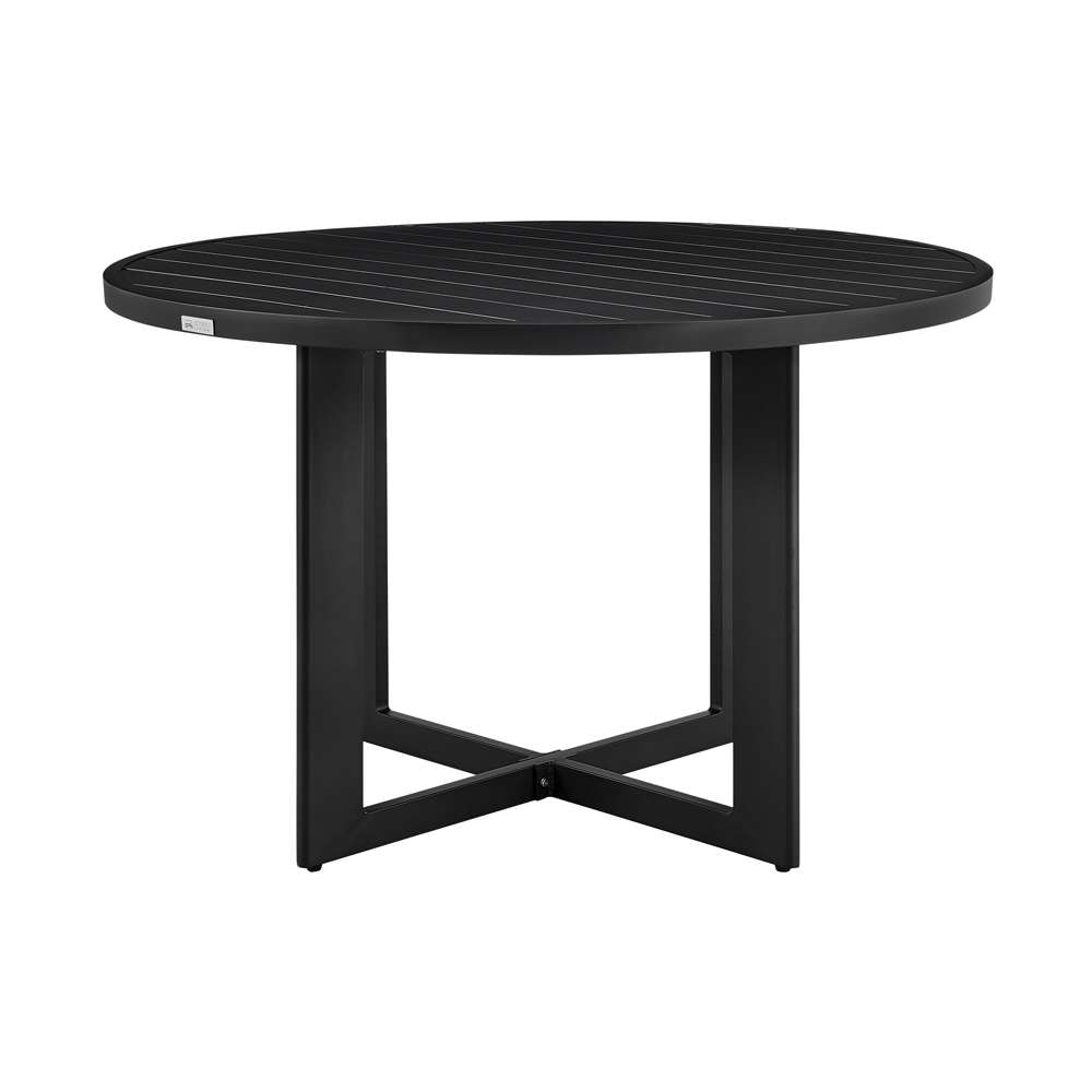 Armen Living - Grand Outdoor Patio 5-Piece Round Dining Table Set in Aluminum with Grey Cushions - 840254332751 veiw 5