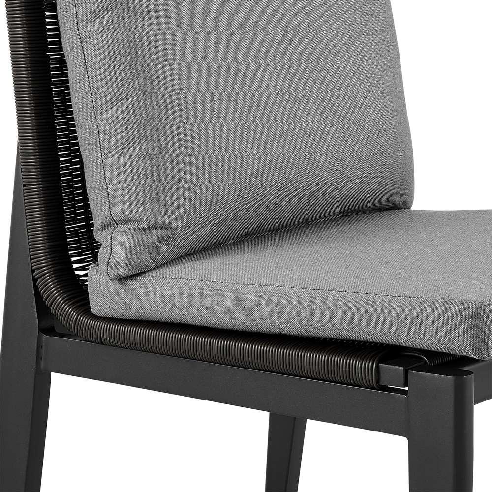 Armen Living - Grand Outdoor Patio 5-Piece Round Dining Table Set in Aluminum with Grey Cushions - 840254332751 veiw 6