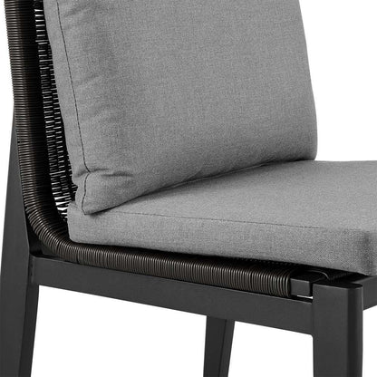 Armen Living - Grand Outdoor Patio 5-Piece Round Dining Table Set in Aluminum with Grey Cushions - 840254332751 veiw 6