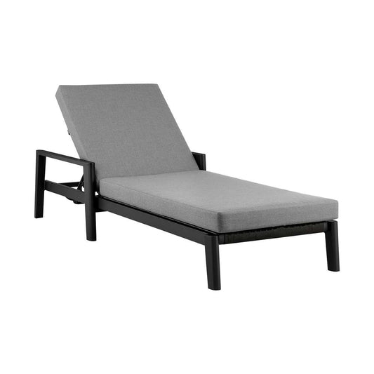 Armen Living - Grand Outdoor Patio Adjustable Chaise Lounge Chair in Aluminum with Grey Cushions - 840254332713 veiw 1