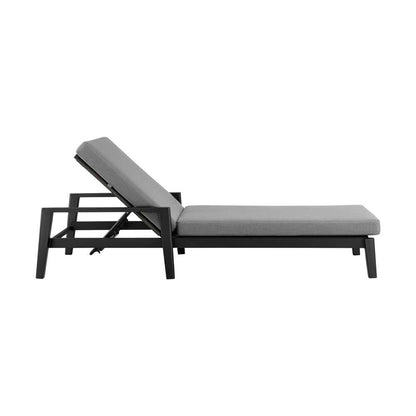 Armen Living - Grand Outdoor Patio Adjustable Chaise Lounge Chair in Aluminum with Grey Cushions - 840254332713 veiw 3