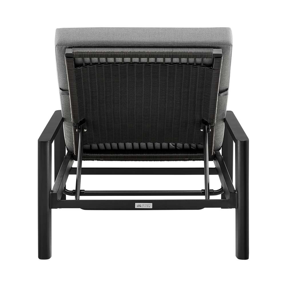 Armen Living - Grand Outdoor Patio Adjustable Chaise Lounge Chair in Aluminum with Grey Cushions - 840254332713 veiw 5