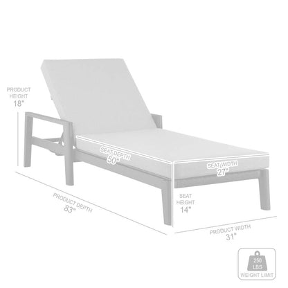 Armen Living - Grand Outdoor Patio Adjustable Chaise Lounge Chair in Aluminum with Grey Cushions - 840254332713 veiw 7