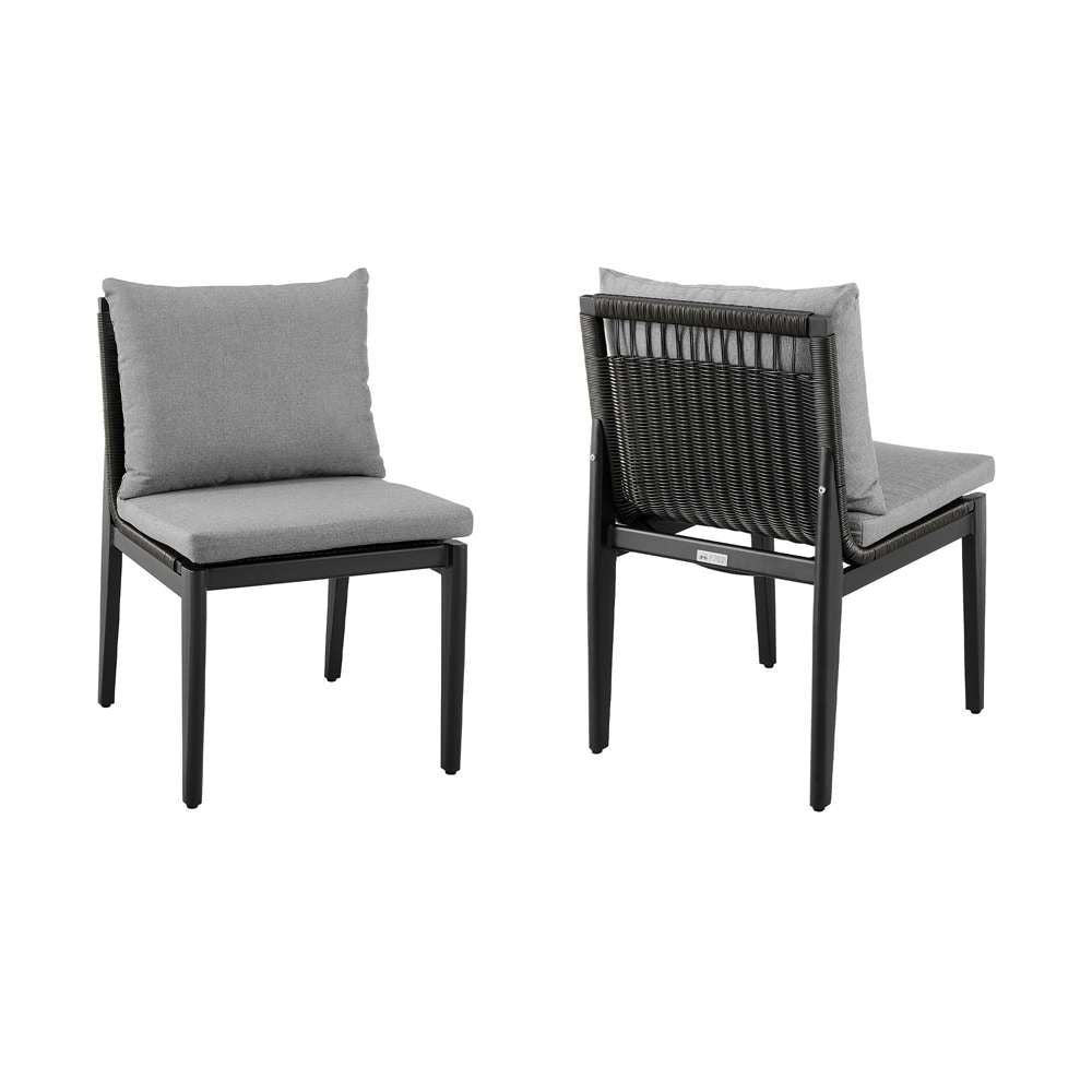 Armen Living - Grand Outdoor Patio Dining Chairs in Aluminum with Grey Cushions (Set of 2) - 840254332720 veiw 1