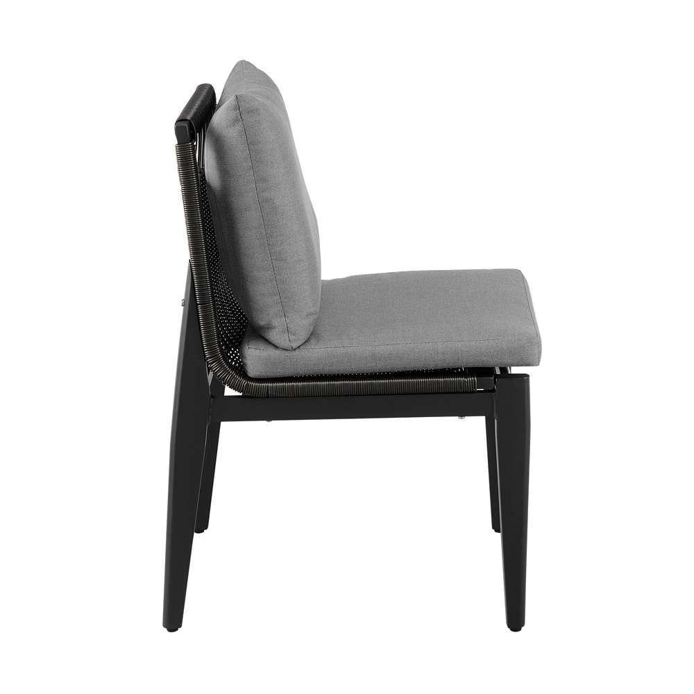 Armen Living - Grand Outdoor Patio Dining Chairs in Aluminum with Grey Cushions (Set of 2) - 840254332720 veiw 4