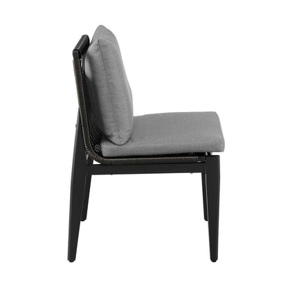 Armen Living - Grand Outdoor Patio Dining Chairs in Aluminum with Grey Cushions (Set of 2) - 840254332720 veiw 4