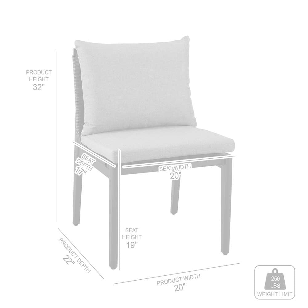 Armen Living - Grand Outdoor Patio Dining Chairs in Aluminum with Grey Cushions (Set of 2) - 840254332720 veiw 7