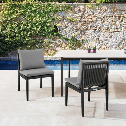 Armen Living - Grand Outdoor Patio Dining Chairs in Aluminum with Grey Cushions (Set of 2) - 840254332720 veiw 8