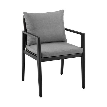Armen Living - Grand Outdoor Patio Dining Chairs with Arms in Aluminum with Grey Cushions (Set of 2) - 840254332683 veiw 2