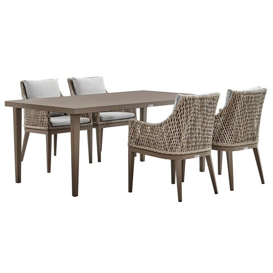 Armen Living - Grenada 5 Piece Gray Aluminum Outdoor Dining Set with Gray Fabric - SETODGDDIGR5 veiw 1